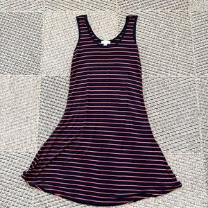 Calvin Klein Red and Black Striped Tank Dress-Size 8